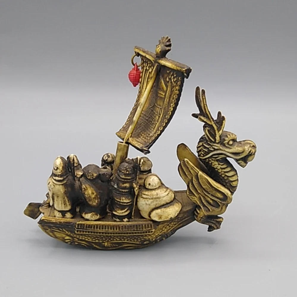 Japan Celluloid Seven Lucky Gods on Dragon Boat Early 1900s Vintage Antique - Picture 3 of 15